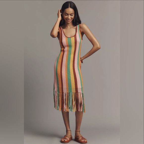 ✨NWT~FARM Rio x Anthropologie Striped Midi Dress✨ - Picture 9 of 11